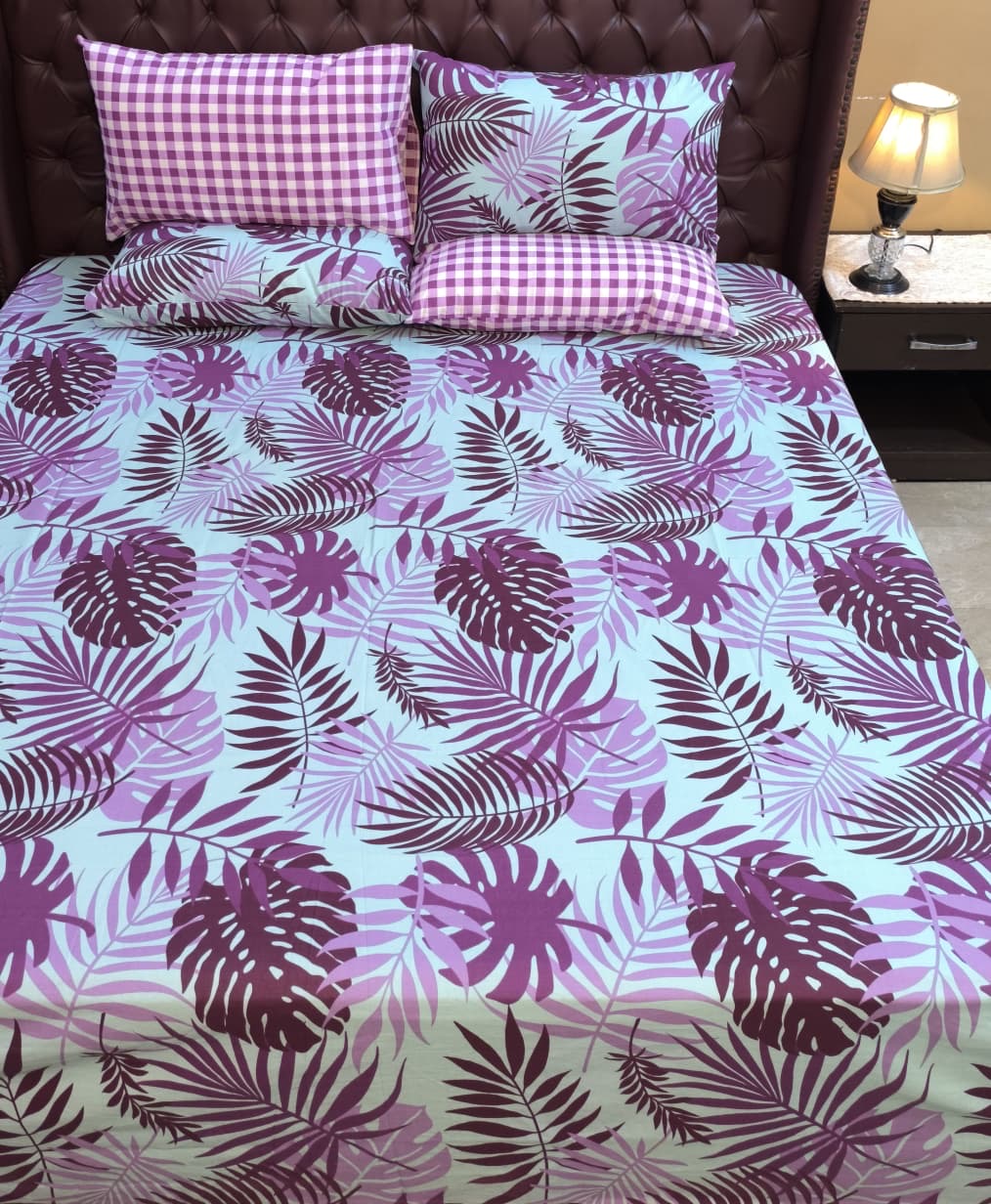 SM-114: Cotton Bedsheet with 4 Pillows