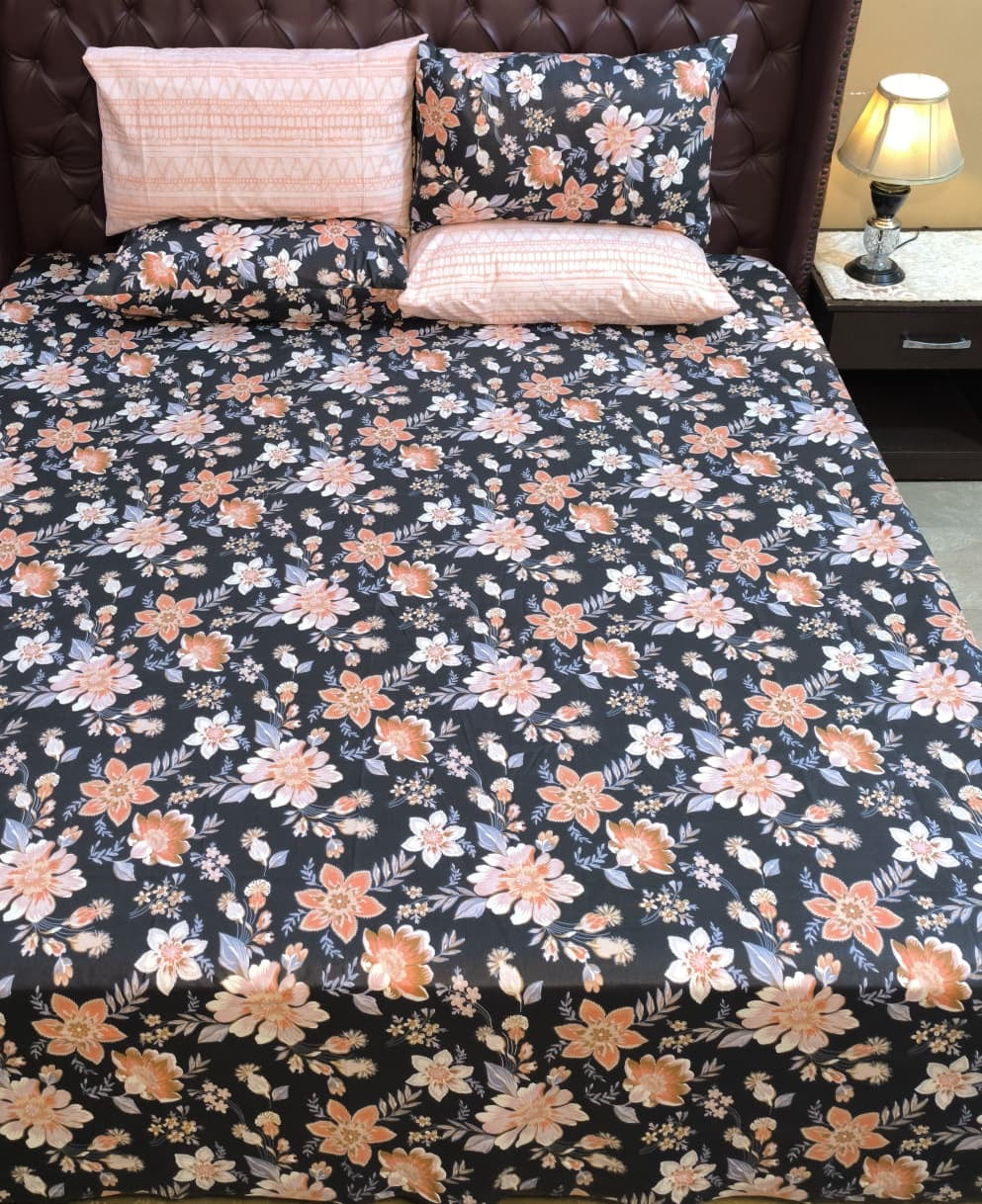 SM-116: Cotton Bedsheet with 4 Pillows