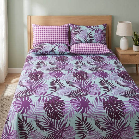 SM-114: Cotton Bedsheet with 4 Pillows
