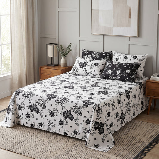 SM-141: Cotton Bedsheet with 4 Pillows