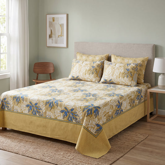 SM-130: Cotton Bedsheet with 4 Pillows
