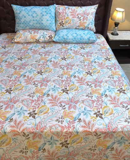 SM-123: Cotton Bedsheet with 4 Pillows