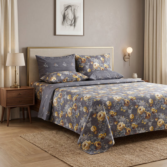 SM-113: Cotton Bedsheet with 4 Pillows