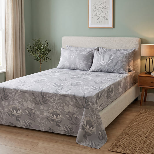 SM-111: Cotton Bedsheet with 4 Pillows