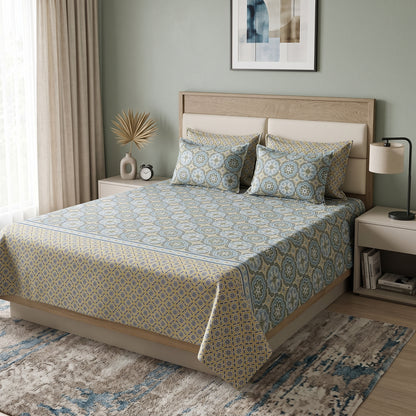 SM-135: Cotton Bedsheet with 4 Pillows