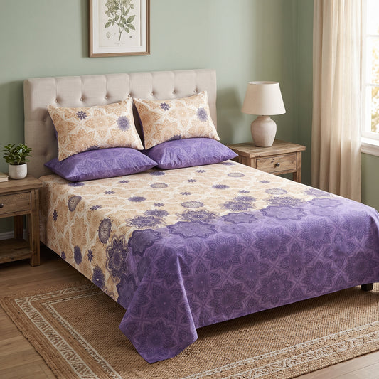 SM-140: Cotton Bedsheet with 4 Pillows