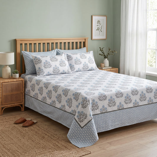 SM-131: Cotton Bedsheet with 4 Pillows