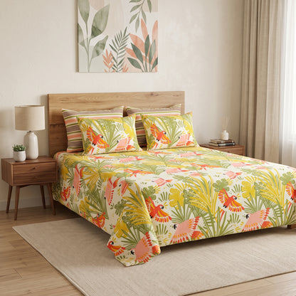 SM-120: Cotton Bedsheet with 4 Pillows