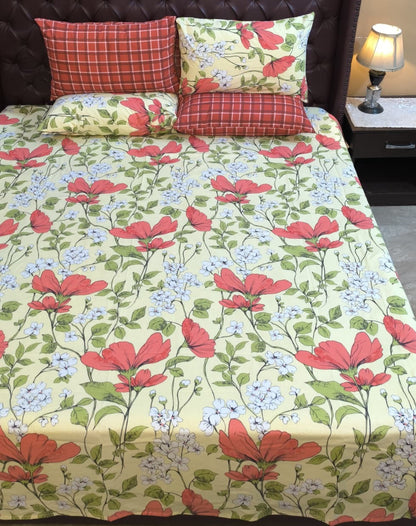 SM-126: Cotton Bedsheet with 4 Pillows