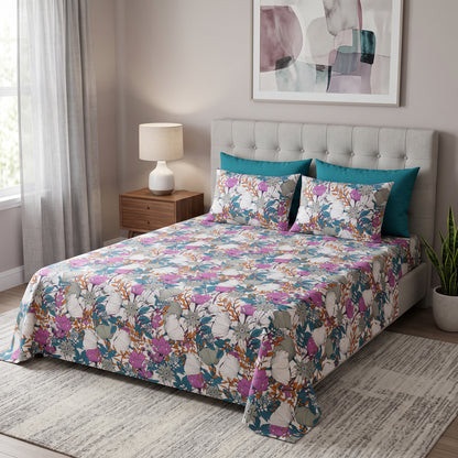 SM-115: Cotton Bedsheet with 4 Pillows