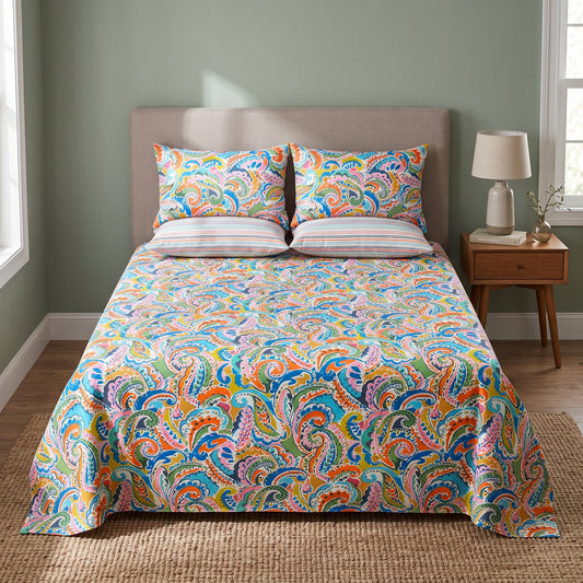 SM-117: Cotton Bedsheet with 4 Pillows