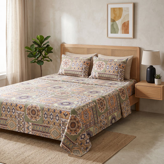 SM-133: Cotton Bedsheet with 4 Pillows
