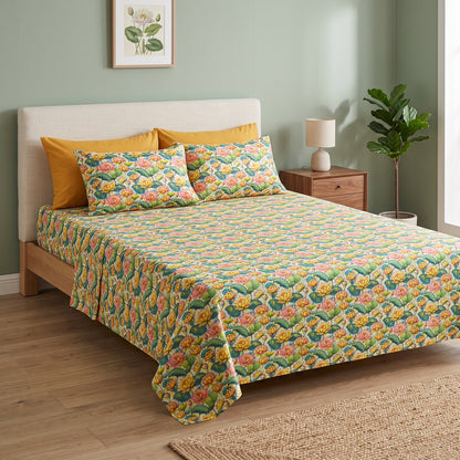 SM-125: Cotton Bedsheet with 4 Pillows