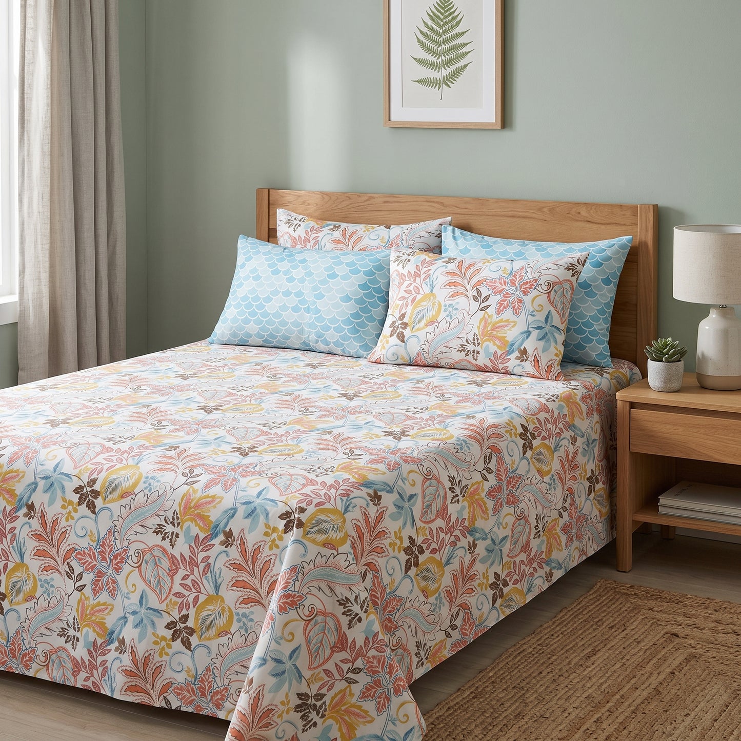 SM-123: Cotton Bedsheet with 4 Pillows
