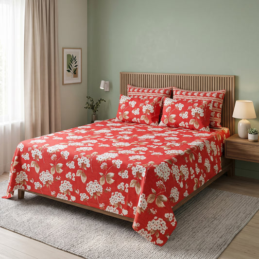 SM-128: Cotton Bedsheet with 4 Pillows