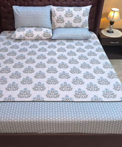 SM-131: Cotton Bedsheet with 4 Pillows