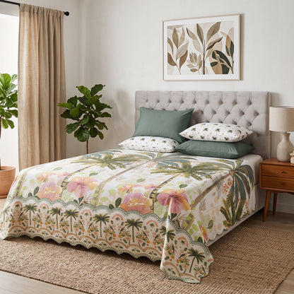 SM-139: Cotton Bedsheet with 4 Pillows