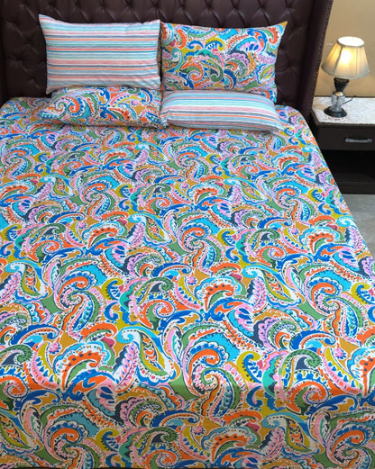 SM-117: Cotton Bedsheet with 4 Pillows