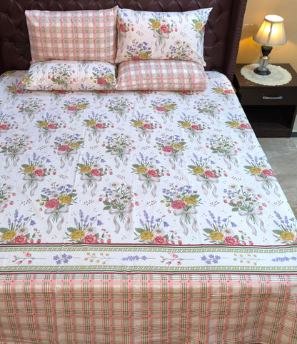 SM-136: Cotton Bedsheet with 4 Pillows