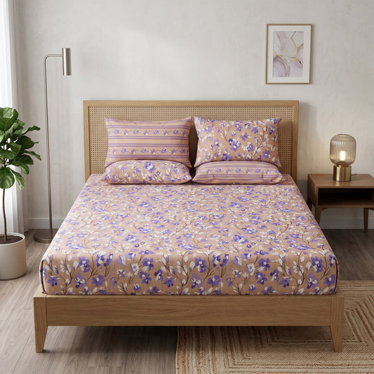 SM-129: Cotton Bedsheet with 4 Pillows
