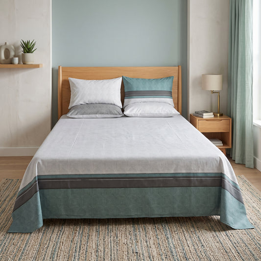 SM-127: Cotton Bedsheet with 4 Pillows