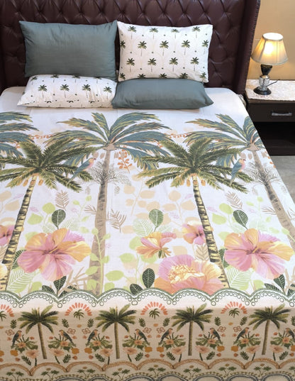 SM-139: Cotton Bedsheet with 4 Pillows